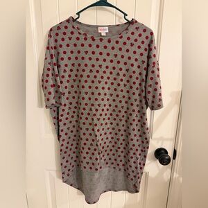 Lularoe Disney Gray and Red Polka Dot T-Shirt Minnie Mouse size XXS